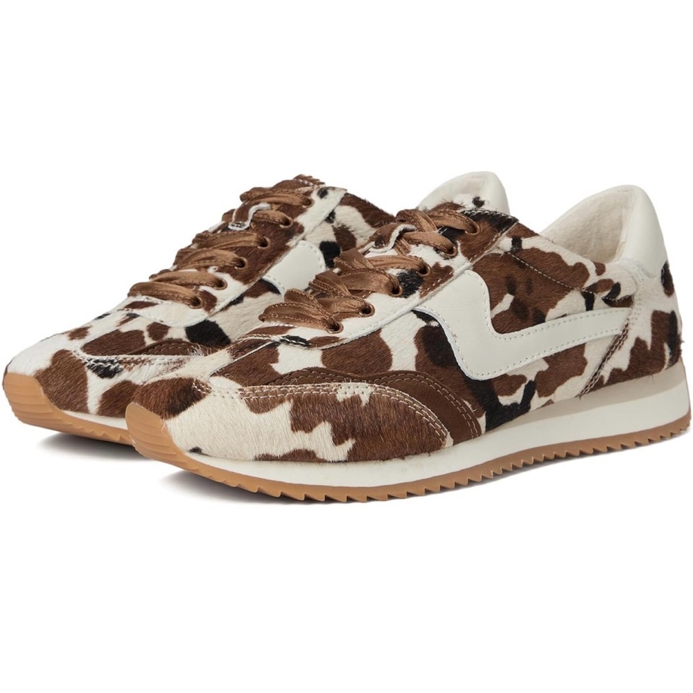 Dolce Vita Brown and White Cow-Print Sneakers